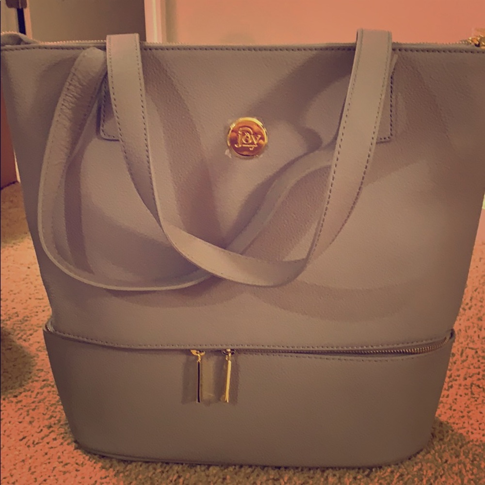 Joy Mangano Double Decker Leather Tote & Wristlet